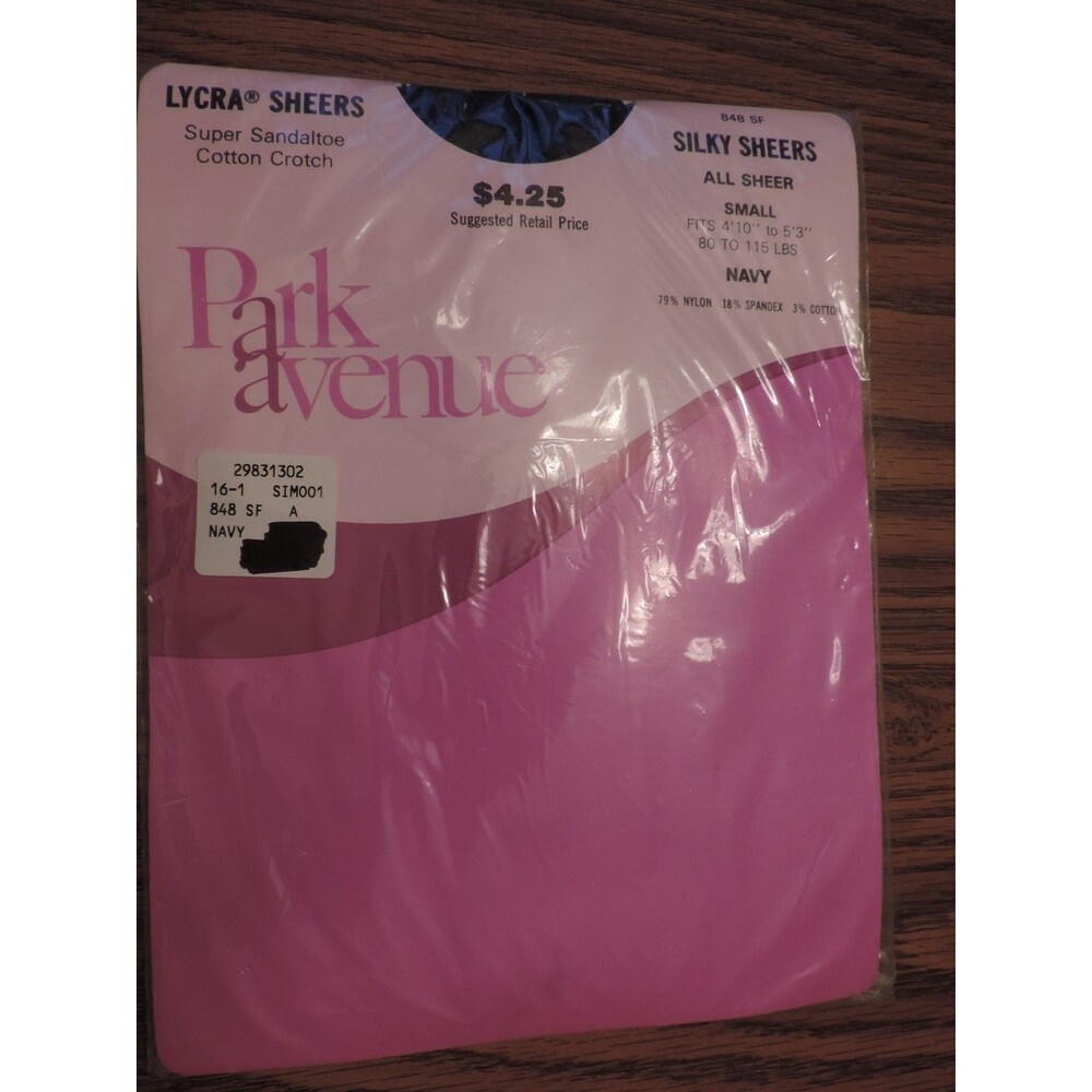 VINTAGE PARK AVENUE SILKY SHEER PANTYHOSE Size Small    Navy